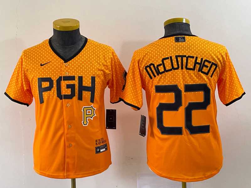 Youth Pittsburgh Pirates #22 Andrew McCutchen Yellow 2023 City Connect Stitched Jersey,We sell and wholesale Youth Pittsburgh Pirates #22 Andrew McCutchen Yellow 2023 City Connect Stitched Jersey on line form chian!